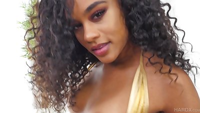 Ebony cutie Scarlit Scandal gets fucked increased by receives cum in indiscretion